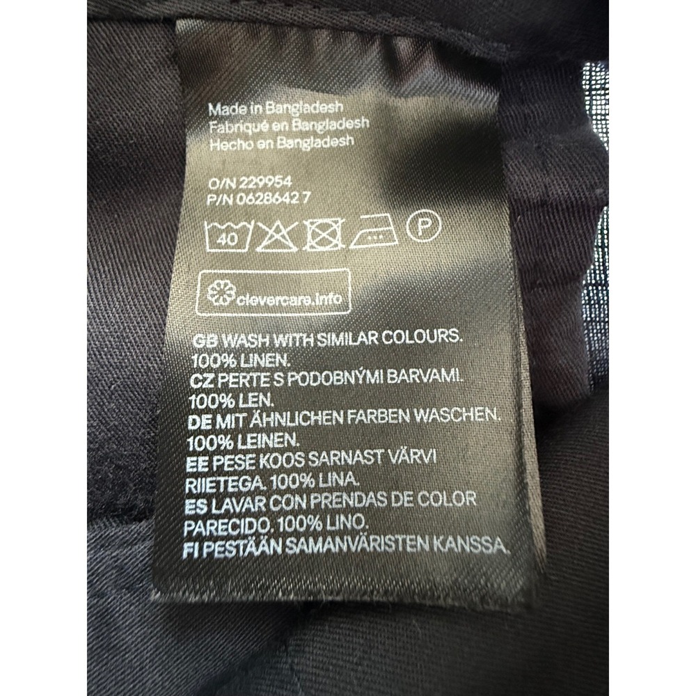 H&M Womens Slim Fit Linen Trousers Summer Pants 33R Navy Blue - Picture 7 of 10